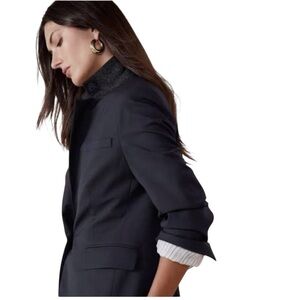 Banana Republic Siena Italian Wool Blazer Navy Size 10 Preppy Jacket